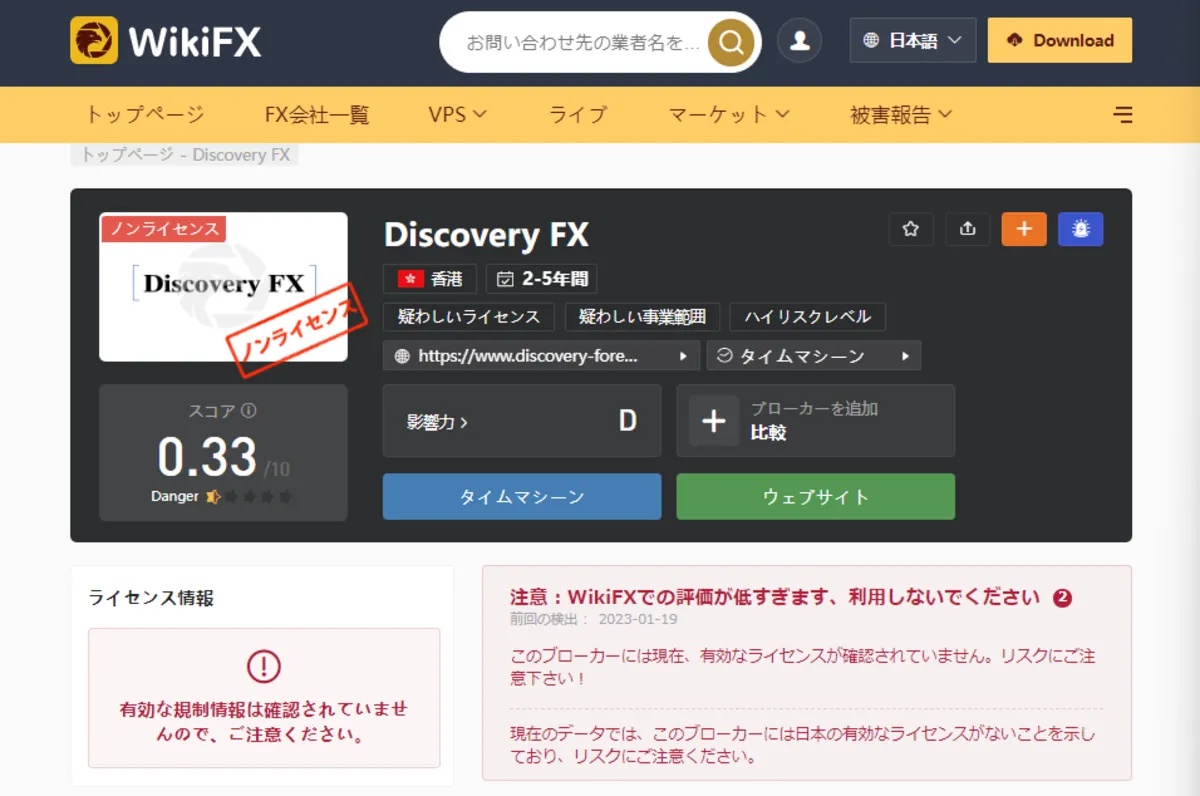 「Wiki FX」でのDiscover Fxの評価